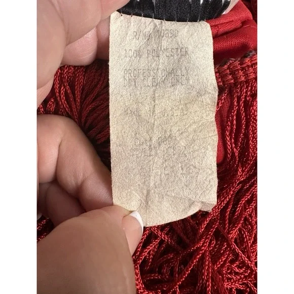 Cheryl Kaye Vintage Women's 16 Red Flapper Sleeveless‎ Tassels Fringe Dress USA - Picture 8 of 10